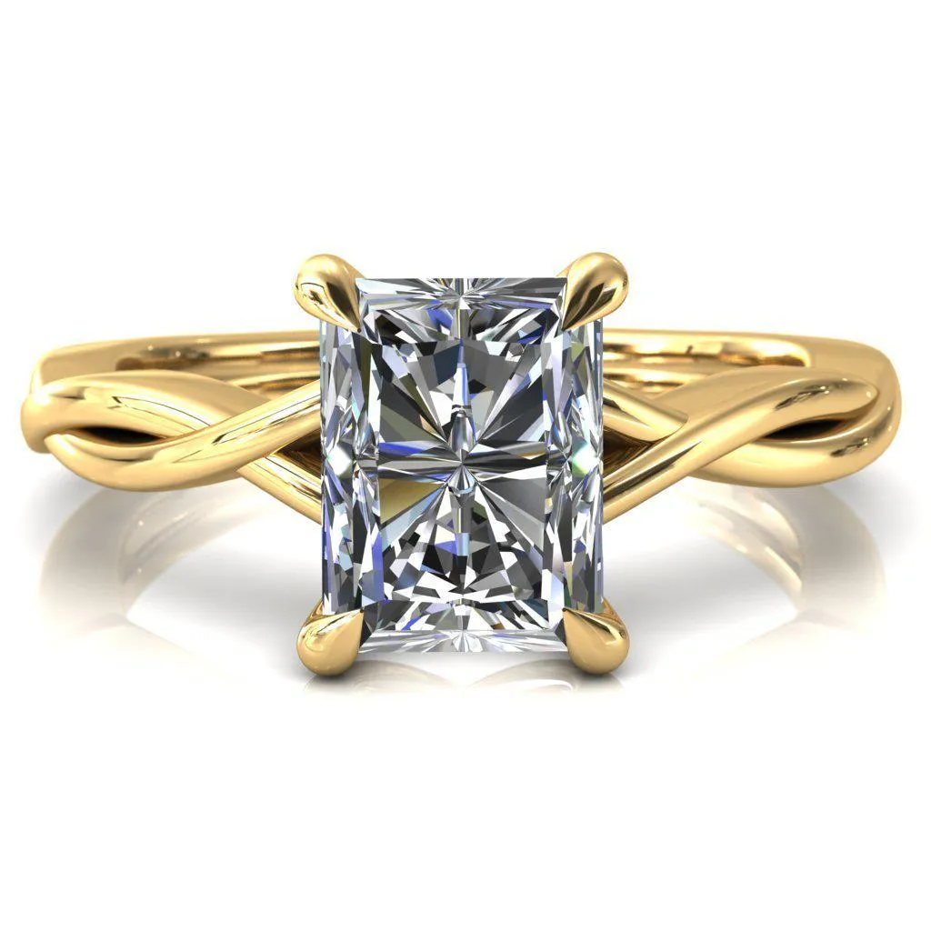 Lucia Radiant Moissanite 4 Claw Prong 1/2 Infinity Solitaire Ring Engagement Ring