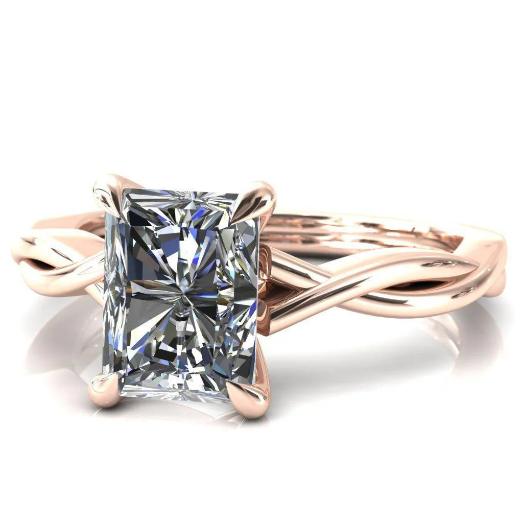 Lucia Radiant Moissanite 4 Claw Prong 1/2 Infinity Solitaire Ring Engagement Ring