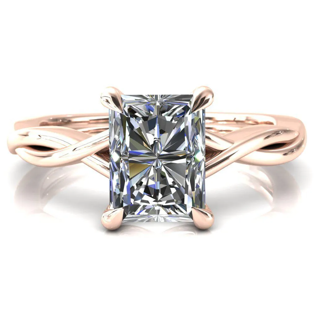 Lucia Radiant Moissanite 4 Claw Prong 1/2 Infinity Solitaire Ring Engagement Ring