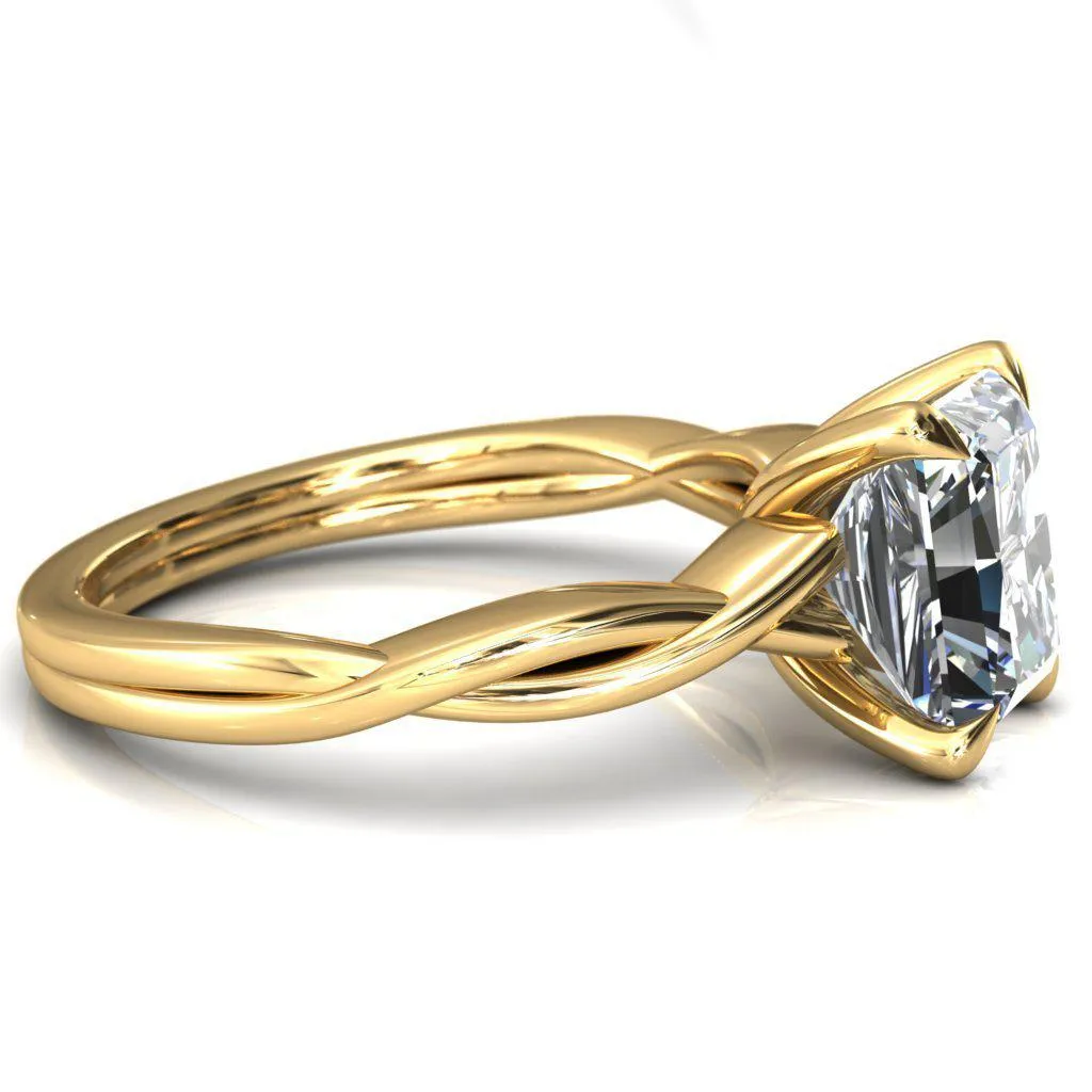Lucia Radiant Moissanite 4 Claw Prong 1/2 Infinity Solitaire Ring Engagement Ring