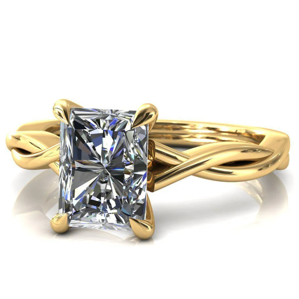 Lucia Radiant Moissanite 4 Claw Prong 1/2 Infinity Solitaire Ring Engagement Ring