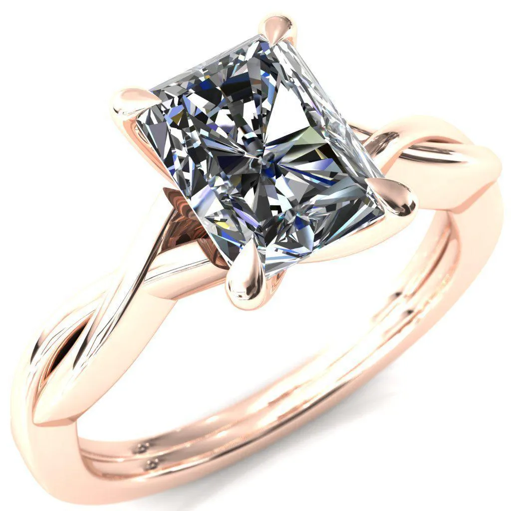 Lucia Radiant Moissanite 4 Claw Prong 1/2 Infinity Solitaire Ring Engagement Ring