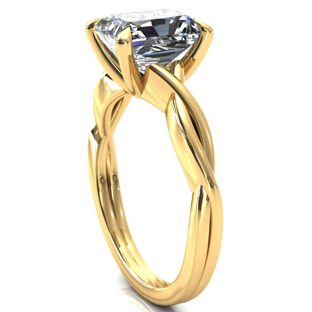 Lucia Radiant Moissanite 4 Claw Prong 1/2 Infinity Solitaire Ring Engagement Ring
