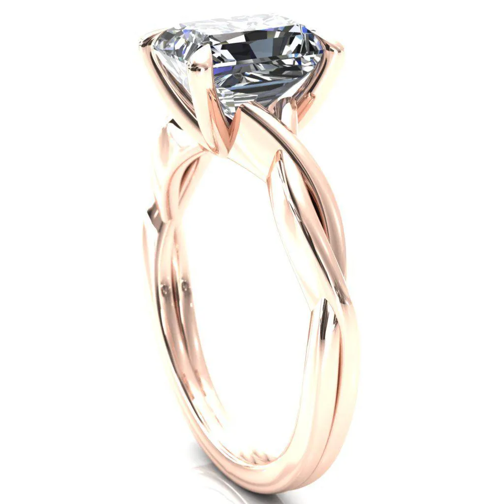 Lucia Radiant Moissanite 4 Claw Prong 1/2 Infinity Solitaire Ring Engagement Ring
