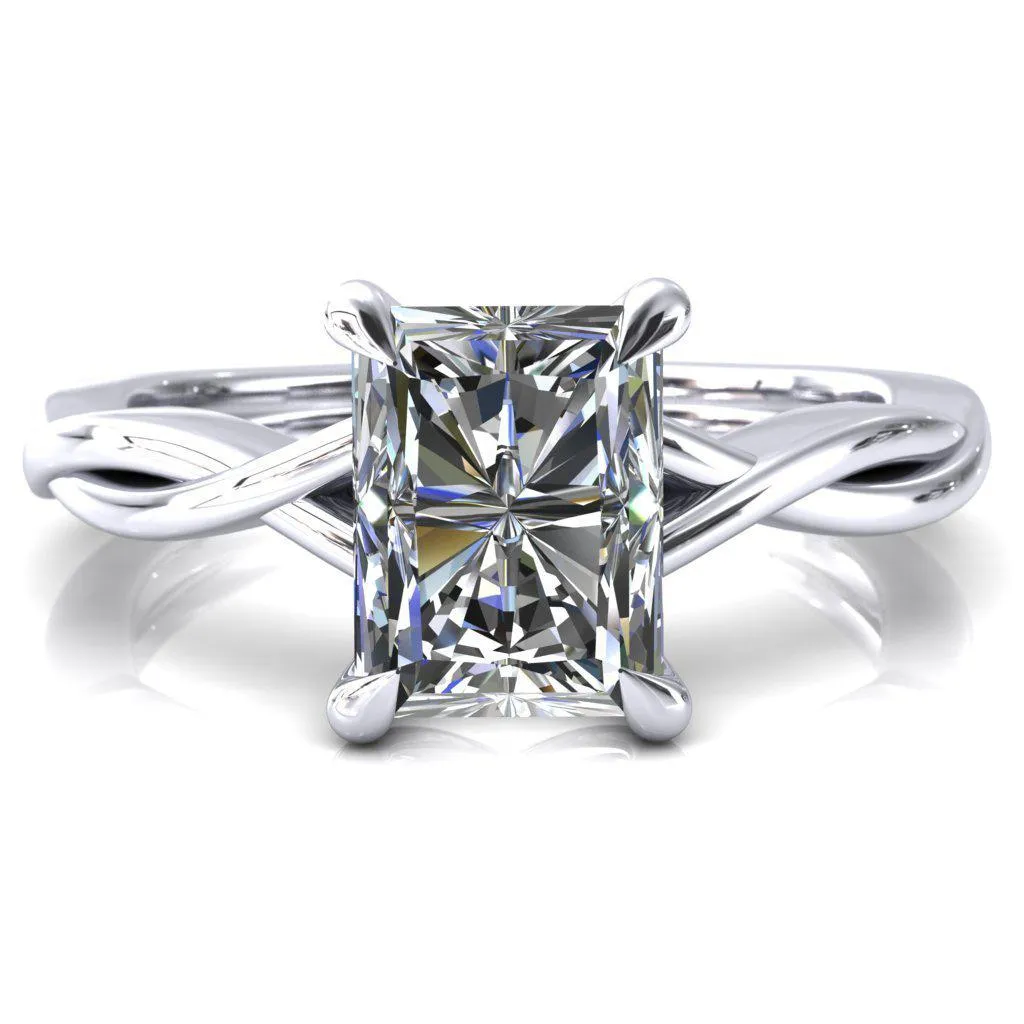 Lucia Radiant Moissanite 4 Claw Prong 1/2 Infinity Solitaire Ring Engagement Ring