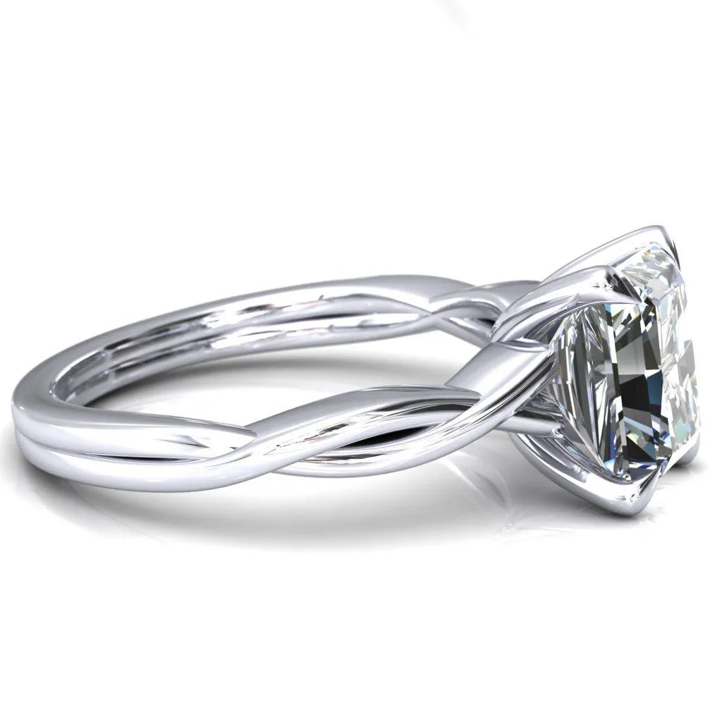 Lucia Radiant Moissanite 4 Claw Prong 1/2 Infinity Solitaire Ring Engagement Ring