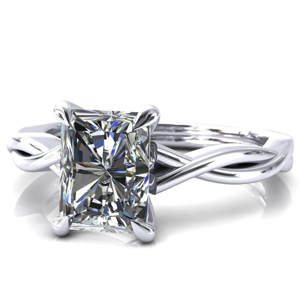 Lucia Radiant Moissanite 4 Claw Prong 1/2 Infinity Solitaire Ring Engagement Ring