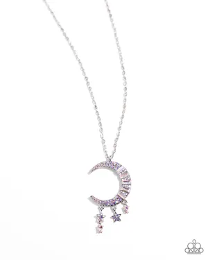 Lunar Landmark - Purple - and Iridescent Moon and Star Paparazzi Long Necklace