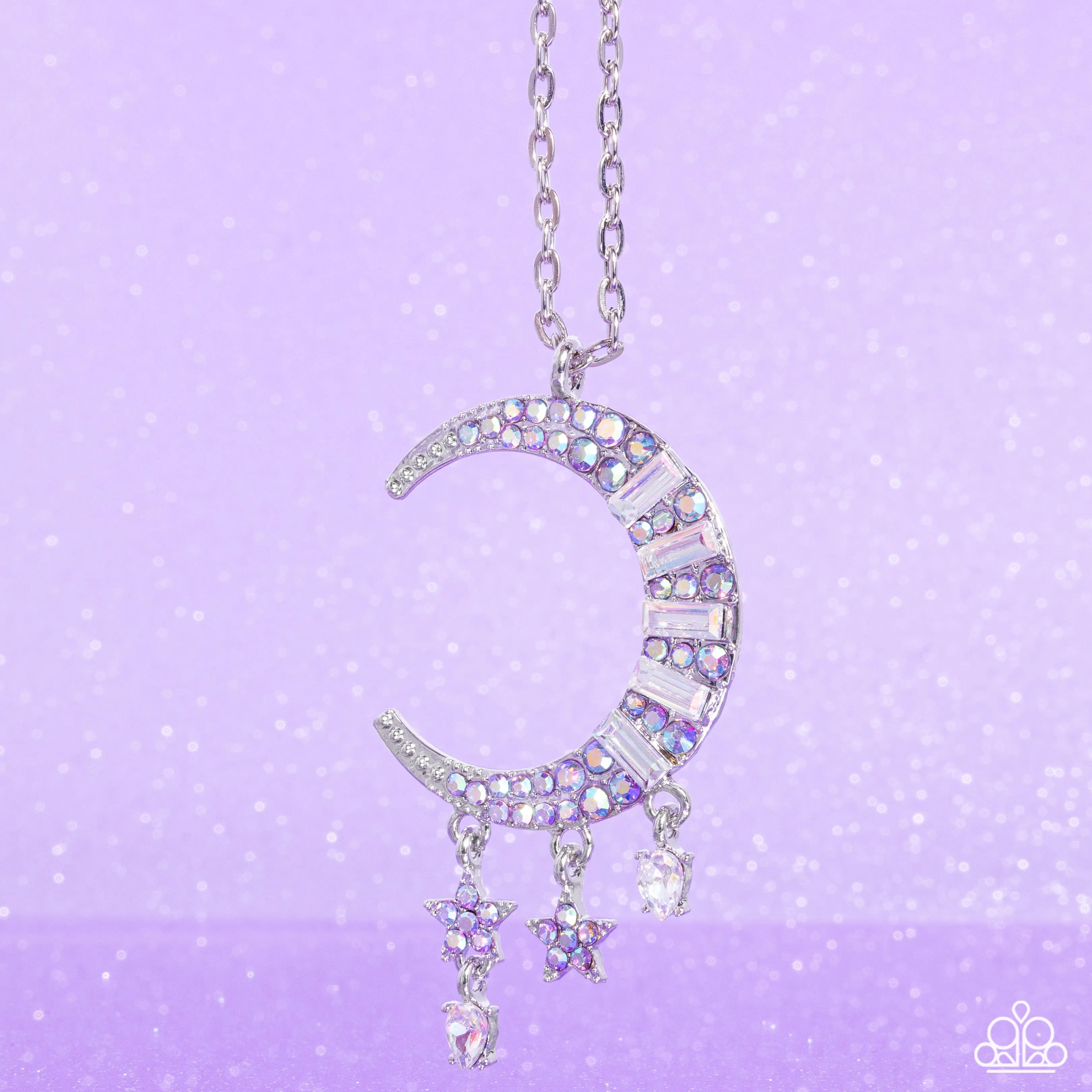 Lunar Landmark - Purple - and Iridescent Moon and Star Paparazzi Long Necklace