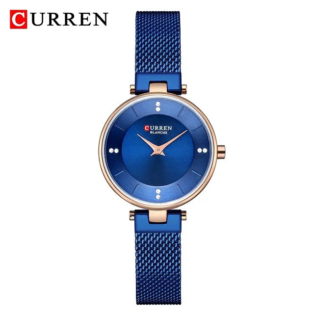 Luxury Brand CURREN Fashion Ladies Watches Rose Gold Mesh Belt Quartz Women Watch Minimalism Rhinestone Female Waterproof Clock