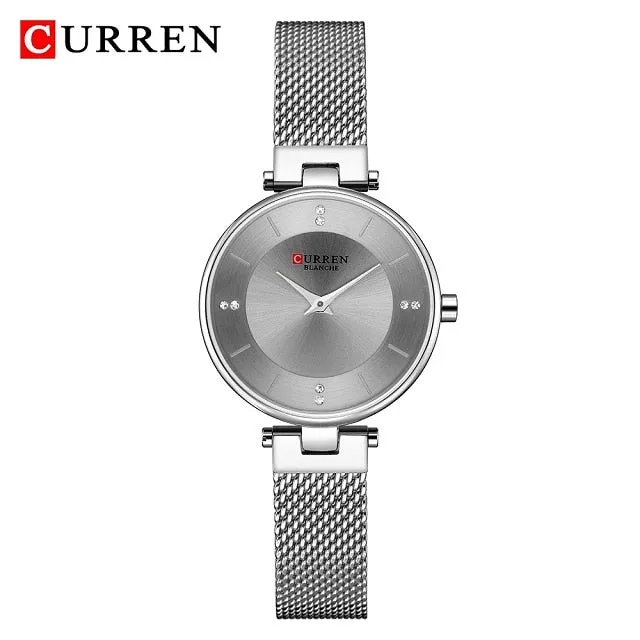 Luxury Brand CURREN Fashion Ladies Watches Rose Gold Mesh Belt Quartz Women Watch Minimalism Rhinestone Female Waterproof Clock