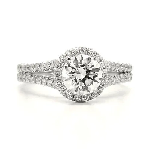 Lydia - Split Shank Round Halo Engagement Ring
