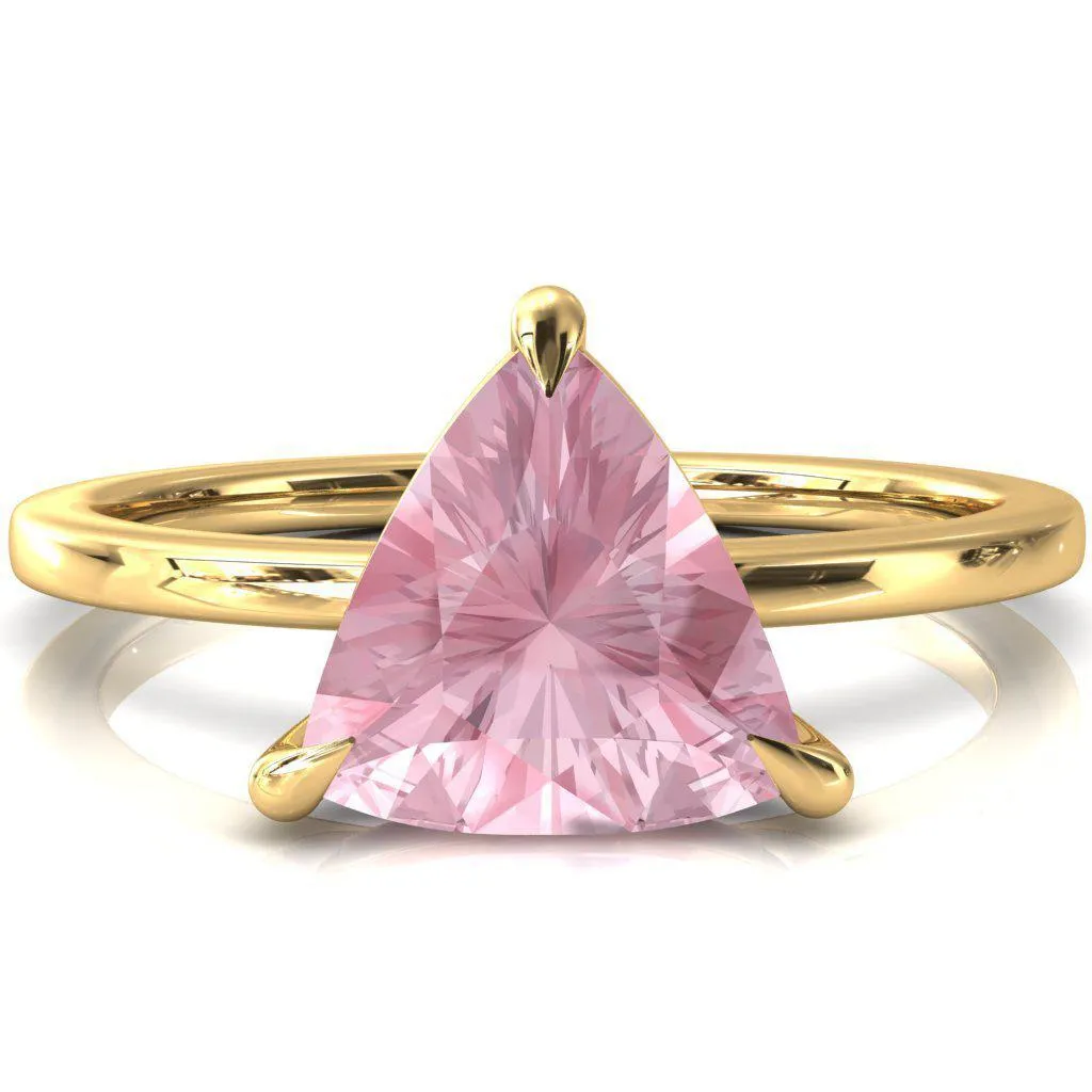 Lyla Trillion Pink Sapphire 4 Claw Prong Single Rail Solitaire Ring