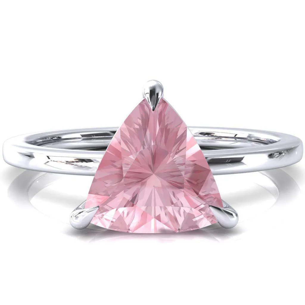 Lyla Trillion Pink Sapphire 4 Claw Prong Single Rail Solitaire Ring