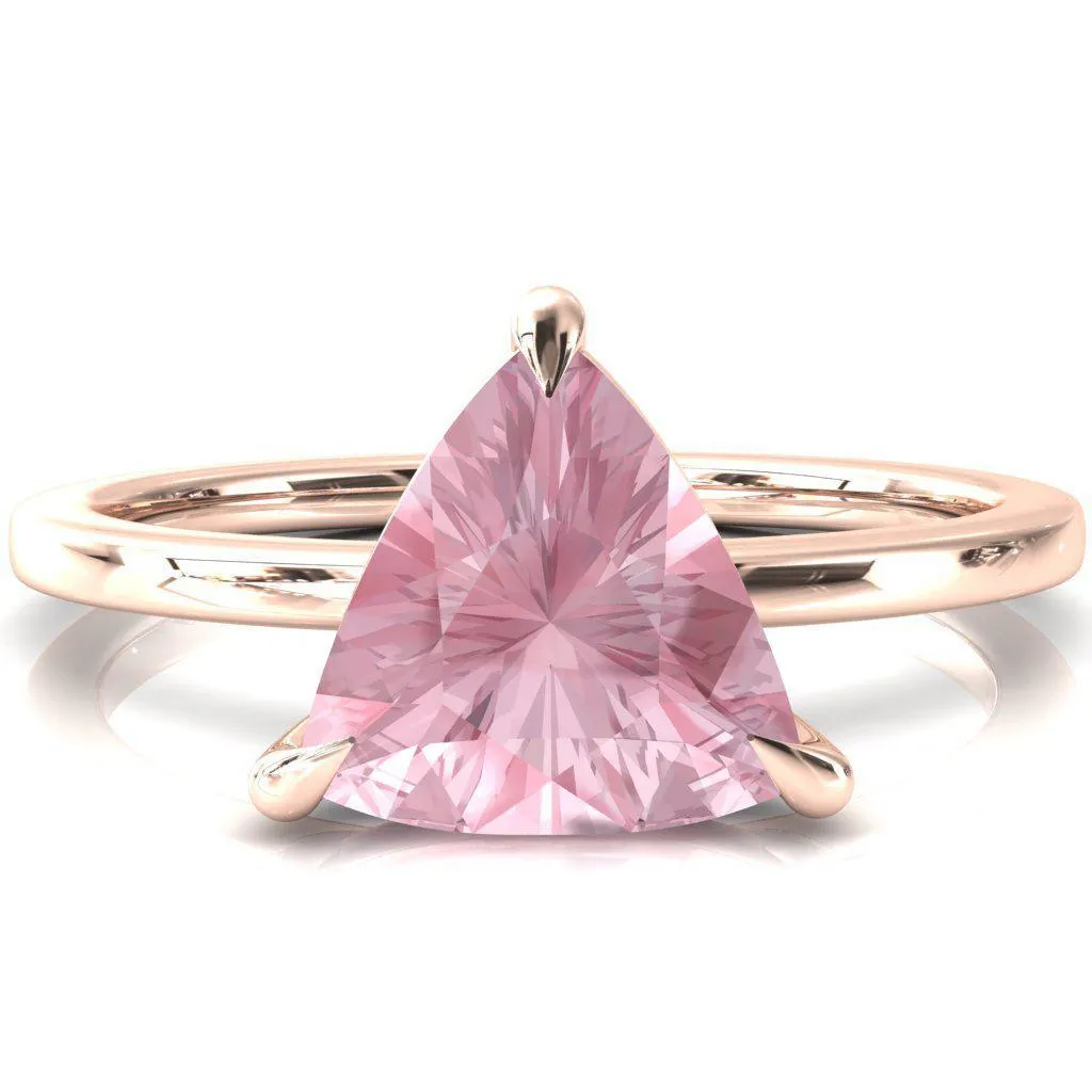 Lyla Trillion Pink Sapphire 4 Claw Prong Single Rail Solitaire Ring