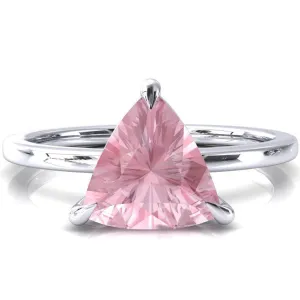 Lyla Trillion Pink Sapphire 4 Claw Prong Single Rail Solitaire Ring