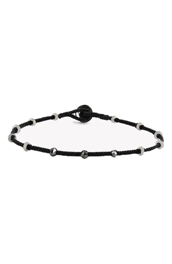 MACRAMÉ LUSSO DOTTED SILVER DIAMOND BRACELET - BLACK