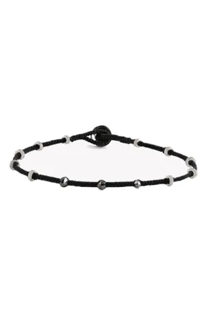 MACRAMÉ LUSSO DOTTED SILVER DIAMOND BRACELET - BLACK