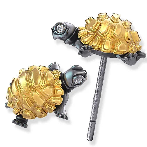 Madagascar Tortoise Diamond Earring Studs