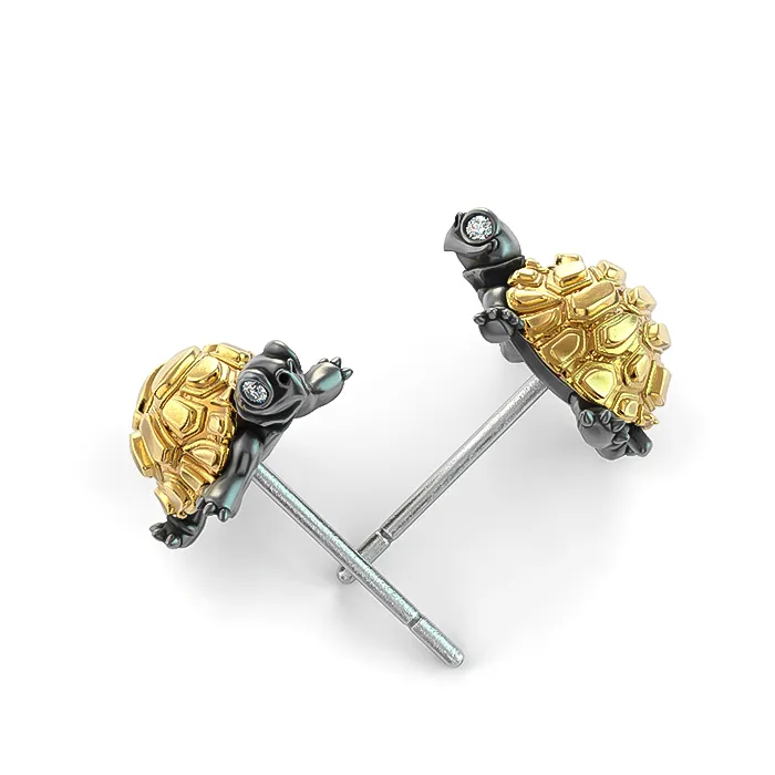 Madagascar Tortoise Diamond Earring Studs