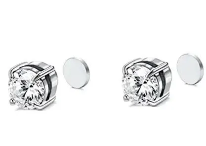 Magnetic Diamond Zircon Stud Earrings