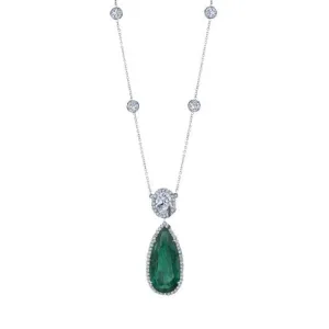 Manfredi Jewels - Pear Shape green emerald necklace