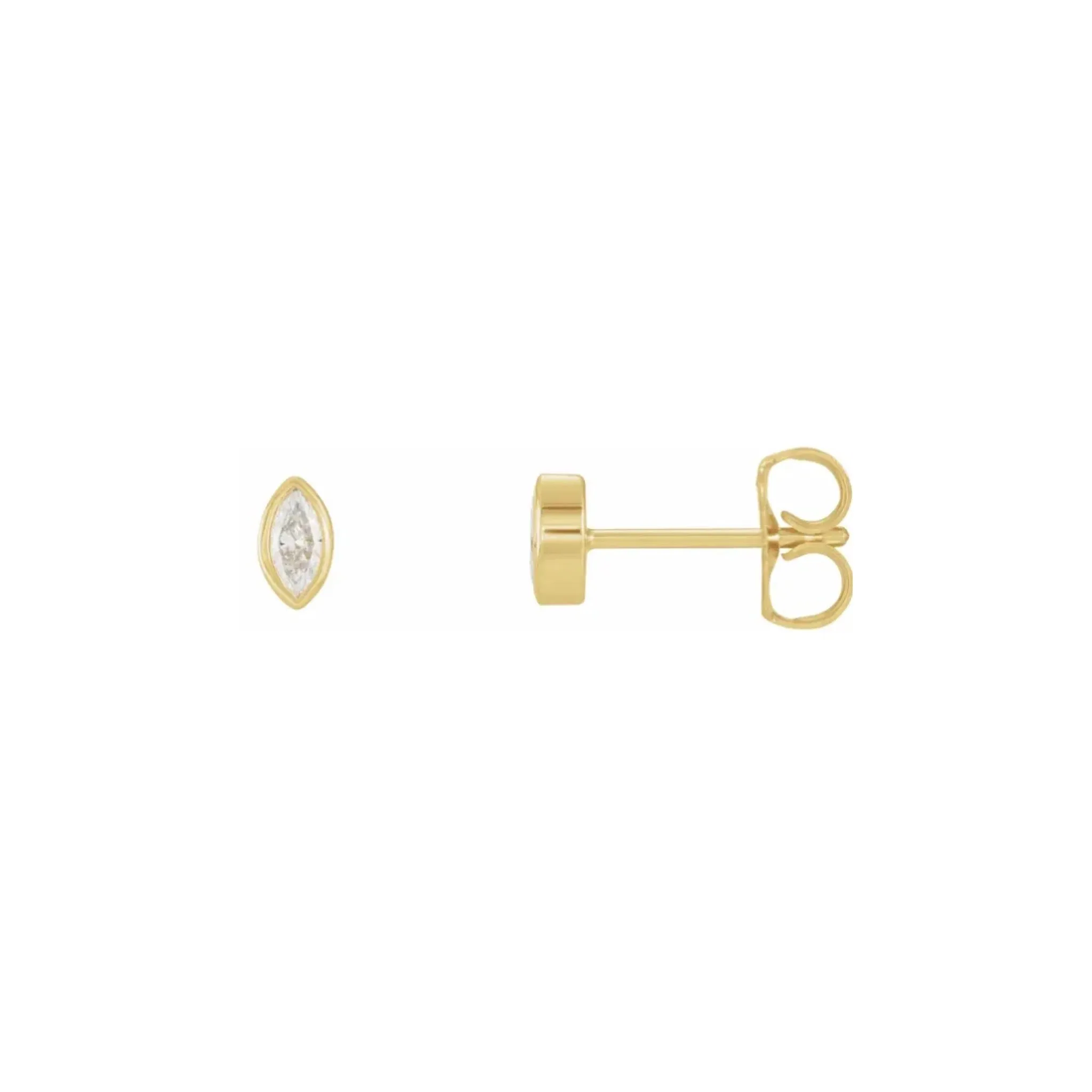 marquise bezel stud earrings - natural diamond