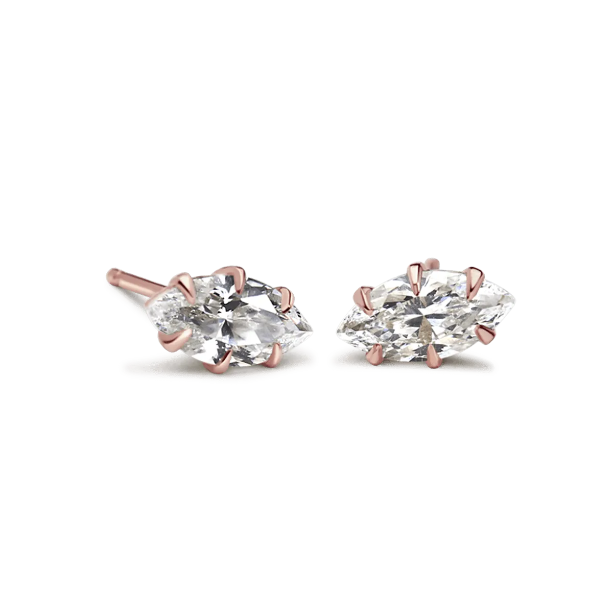 Marquise Shaped Prong-Set Diamond Stud Mount