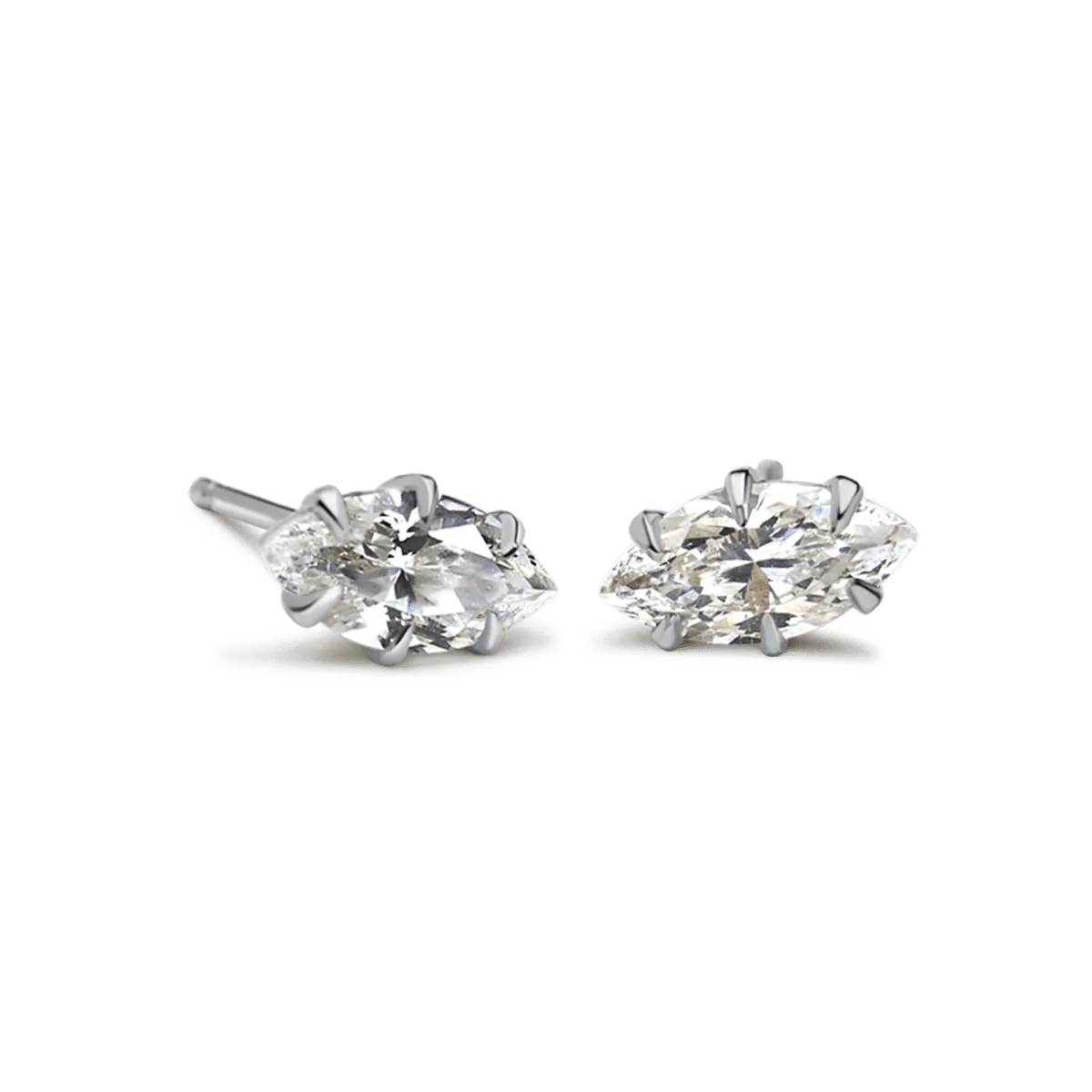 Marquise Shaped Prong-Set Diamond Stud Mount