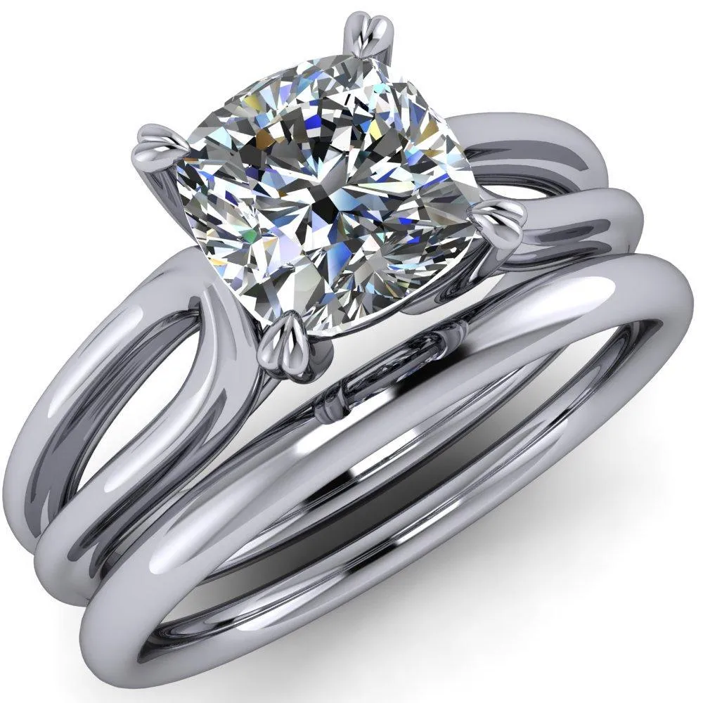 Martha Cushion Center Stone 4 Prong Split Shank Engagement Ring