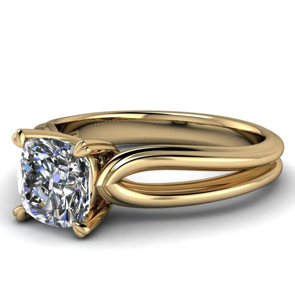 Martha Cushion Center Stone 4 Prong Split Shank Engagement Ring