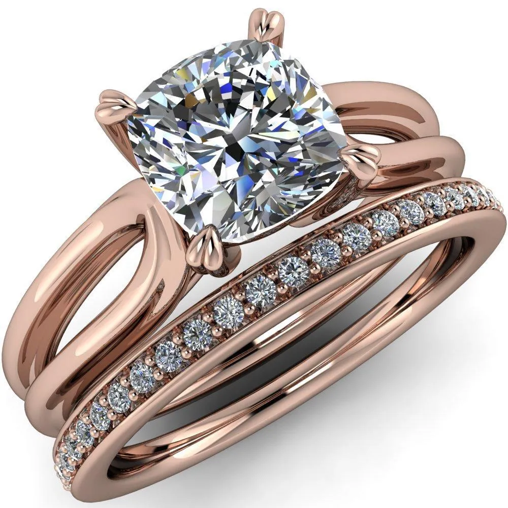 Martha Cushion Center Stone 4 Prong Split Shank Engagement Ring