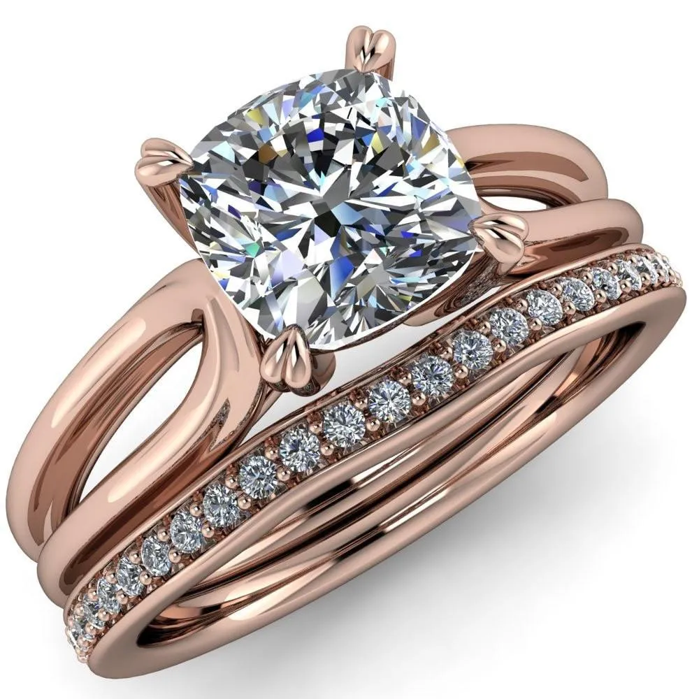 Martha Cushion Center Stone 4 Prong Split Shank Engagement Ring