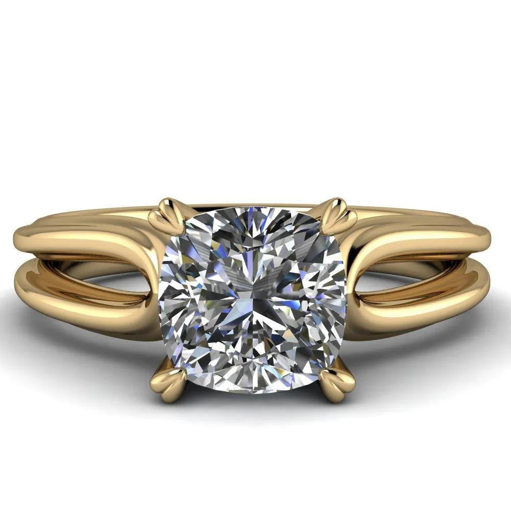 Martha Cushion Center Stone 4 Prong Split Shank Engagement Ring