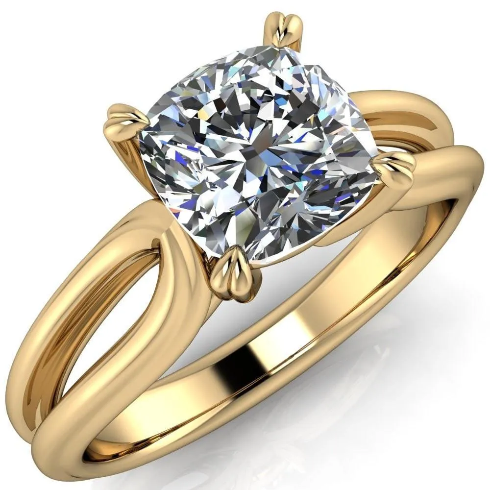 Martha Cushion Center Stone 4 Prong Split Shank Engagement Ring