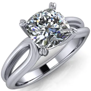 Martha Cushion Center Stone 4 Prong Split Shank Engagement Ring