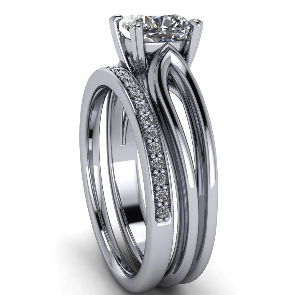 Martha Cushion Center Stone 4 Prong Split Shank Engagement Ring