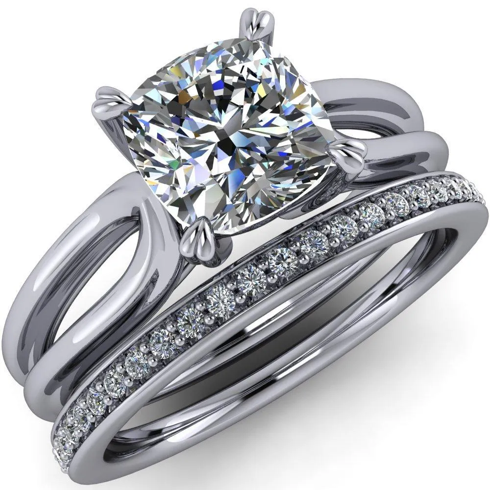Martha Cushion Center Stone 4 Prong Split Shank Engagement Ring