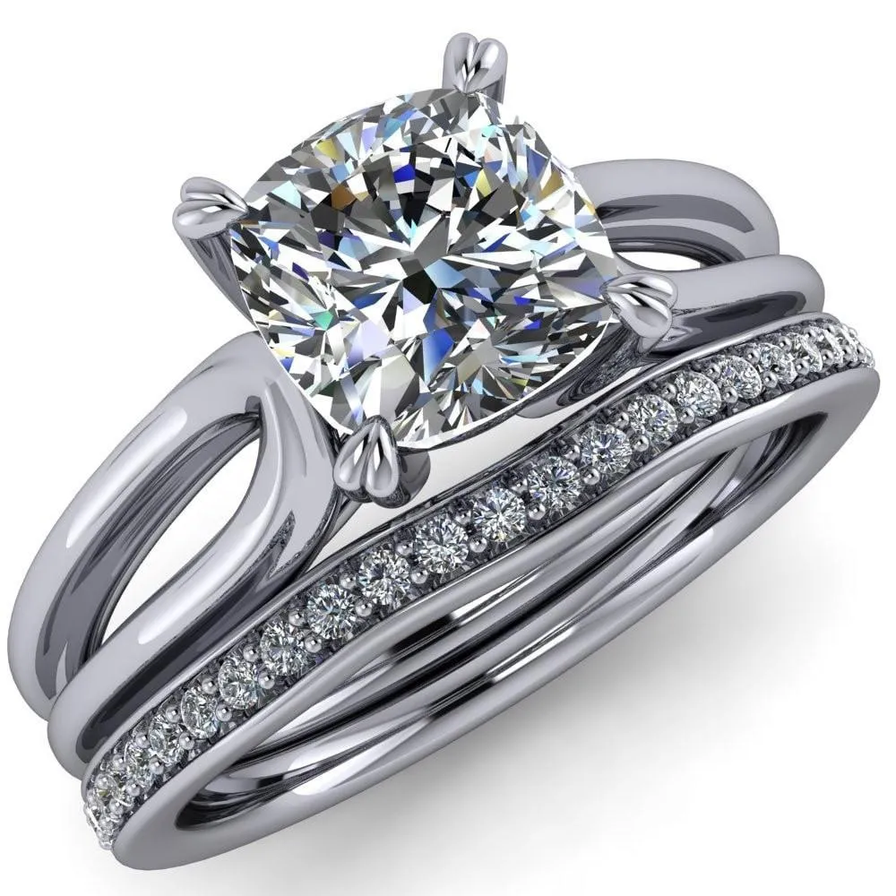 Martha Cushion Center Stone 4 Prong Split Shank Engagement Ring
