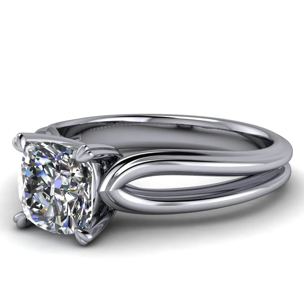 Martha Cushion Center Stone 4 Prong Split Shank Engagement Ring