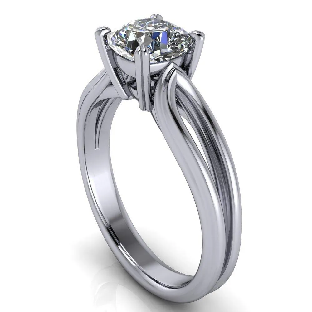 Martha Cushion Center Stone 4 Prong Split Shank Engagement Ring
