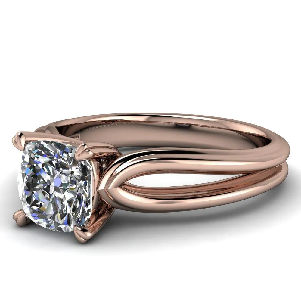 Martha Cushion Center Stone 4 Prong Split Shank Engagement Ring
