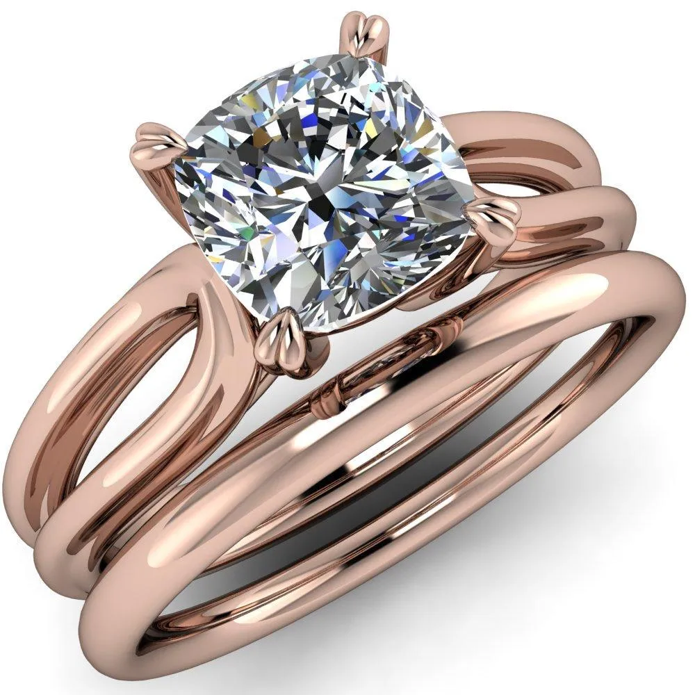 Martha Cushion Center Stone 4 Prong Split Shank Engagement Ring