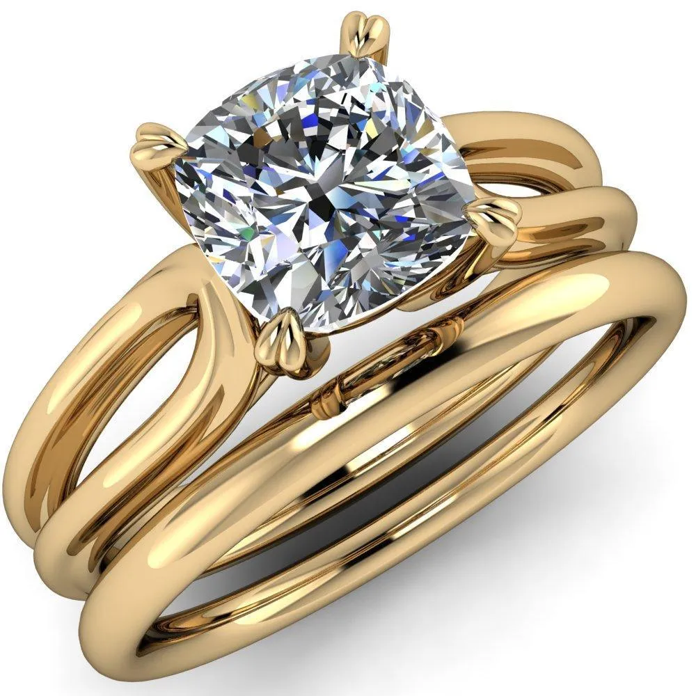 Martha Cushion Center Stone 4 Prong Split Shank Engagement Ring