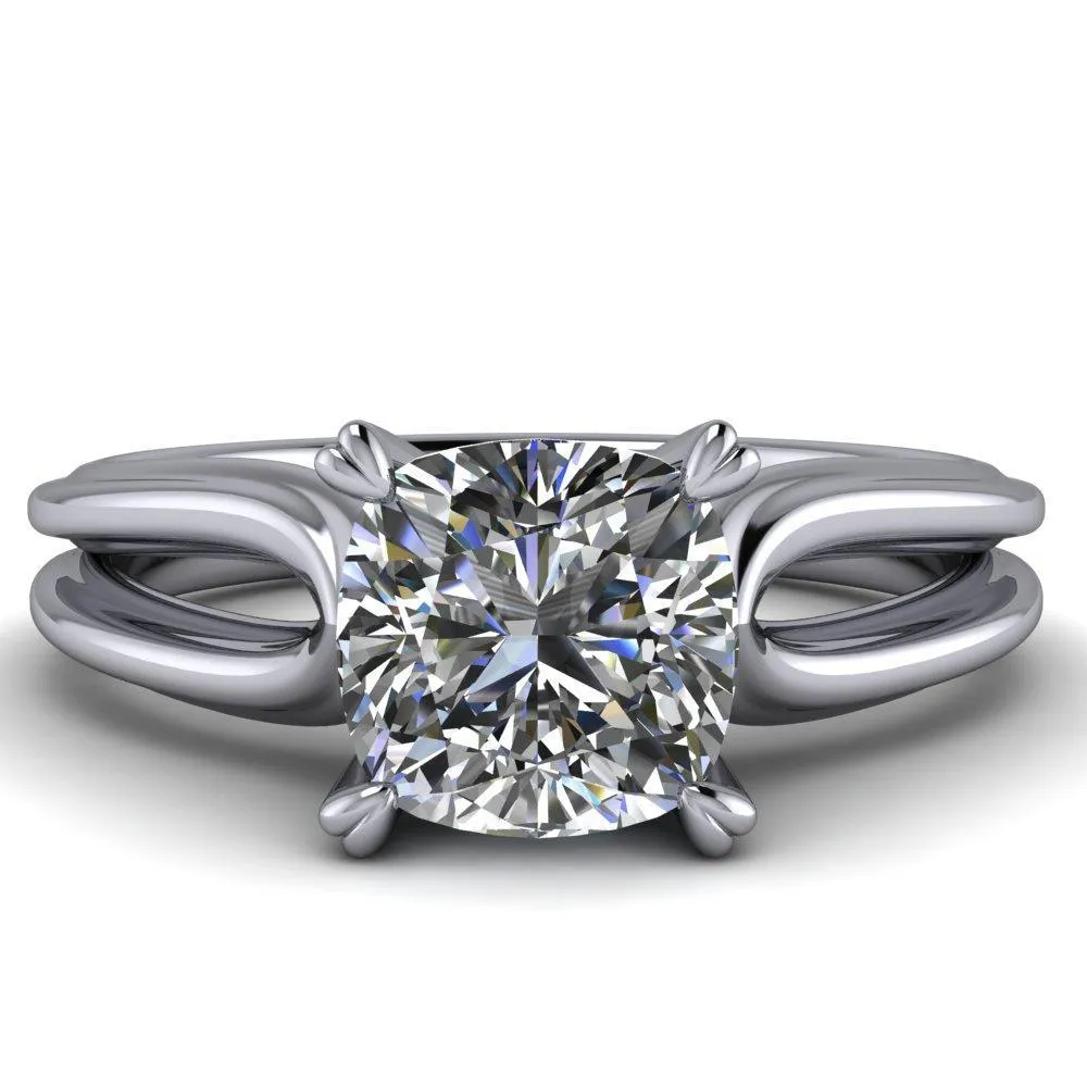 Martha Cushion Center Stone 4 Prong Split Shank Engagement Ring
