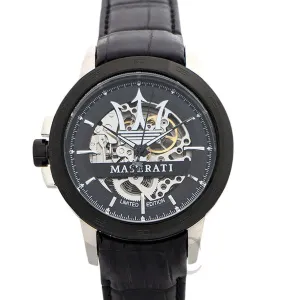 Maserati Competizione Black Leather Strap Black Dial Automatic Watch for Gents - R8821119007