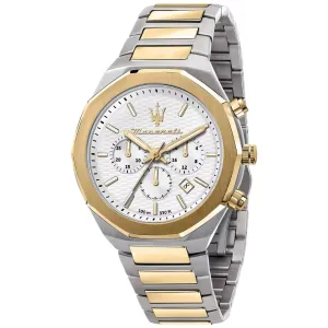 Maserati Stile Two-Tone Stainless Steel Silver Dial Quartz Watch for Gents - R8873642009