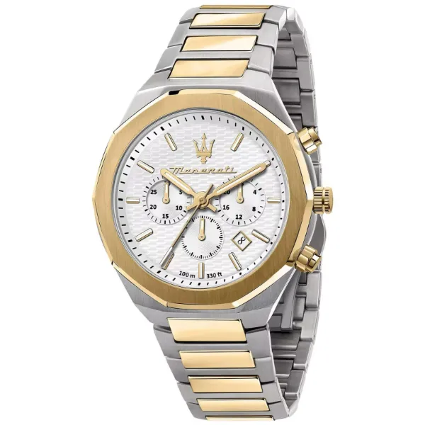 Maserati Stile Two-Tone Stainless Steel Silver Dial Quartz Watch for Gents - R8873642009
