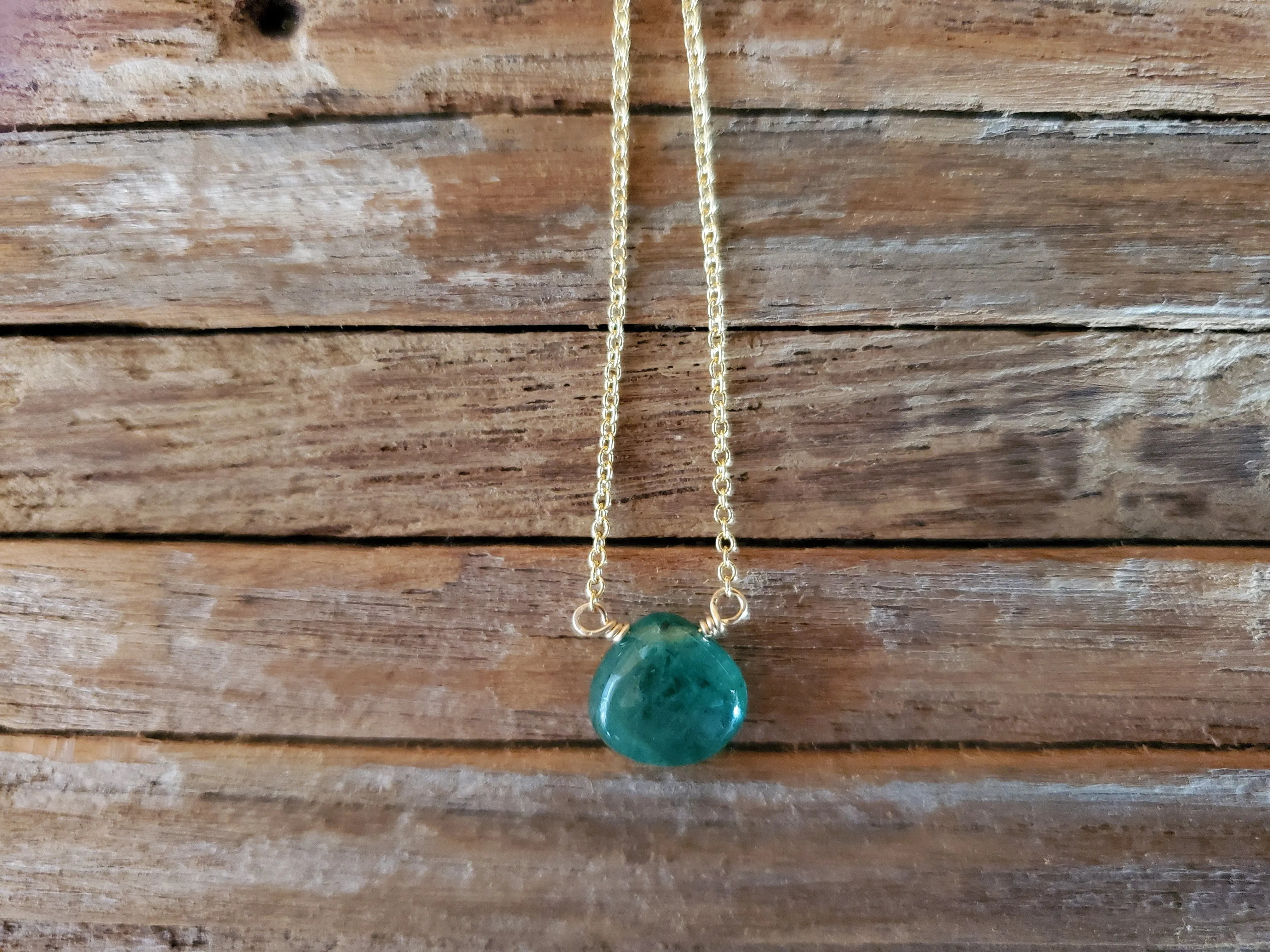 May Birthstone Gold-Filled Necklace (Emerald)