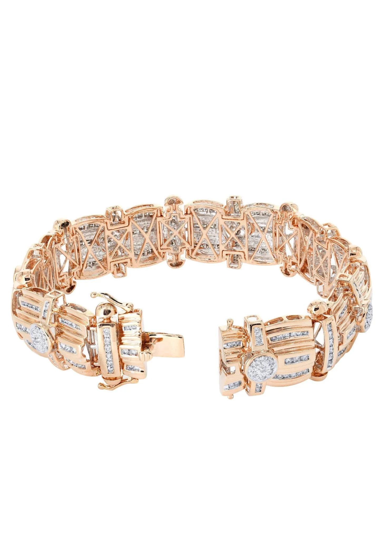 Mens Diamond Bracelet Rose Gold| 3.96 Carats| 60.77 Grams